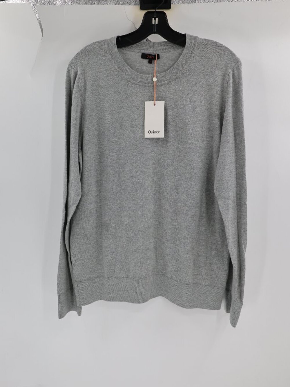 NWT Quince Sweater Women Large Cotton Cashmere Lightweight Crew Heather Gray